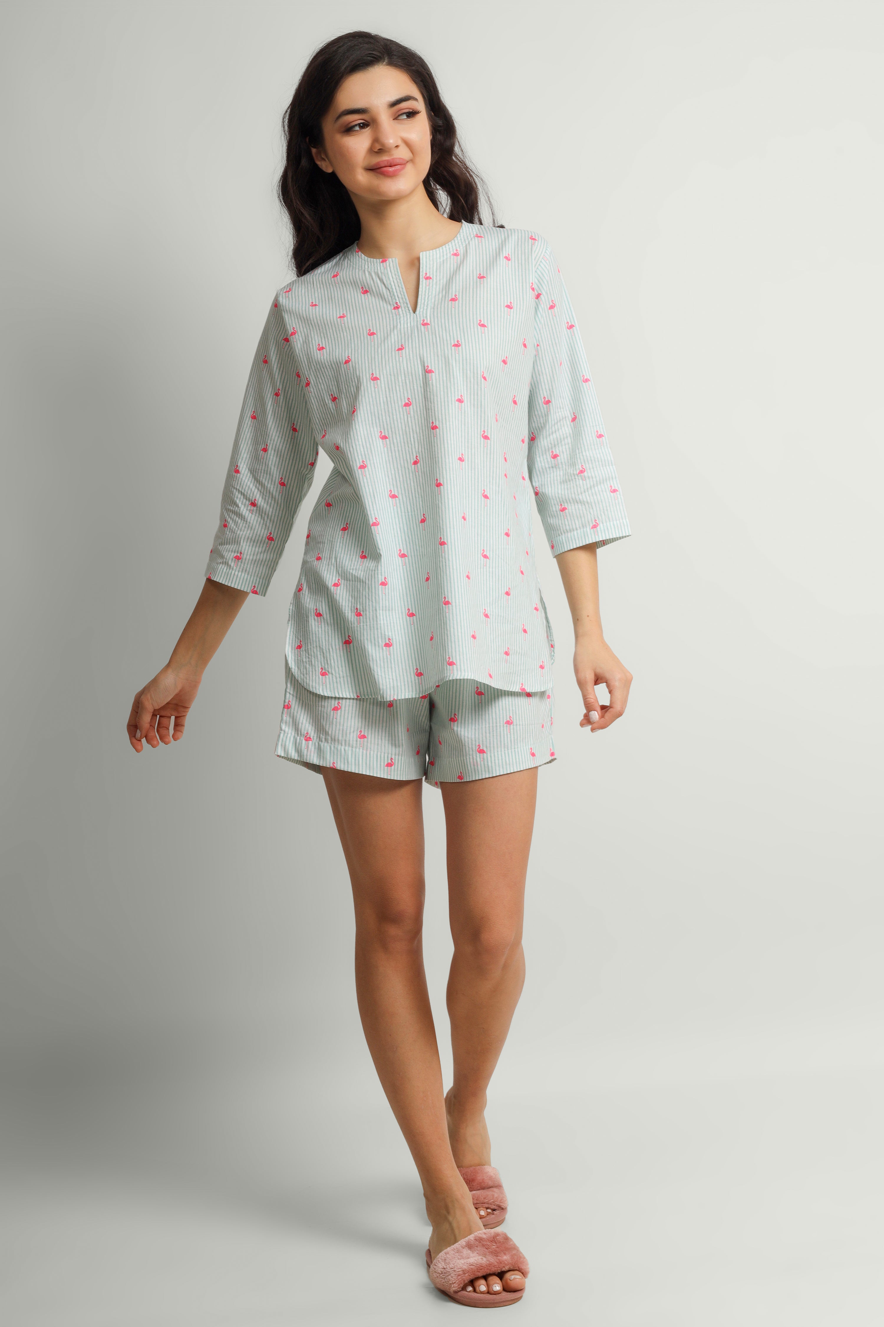 Flamingo Garden Shorts Set - Love The Pink Elephant