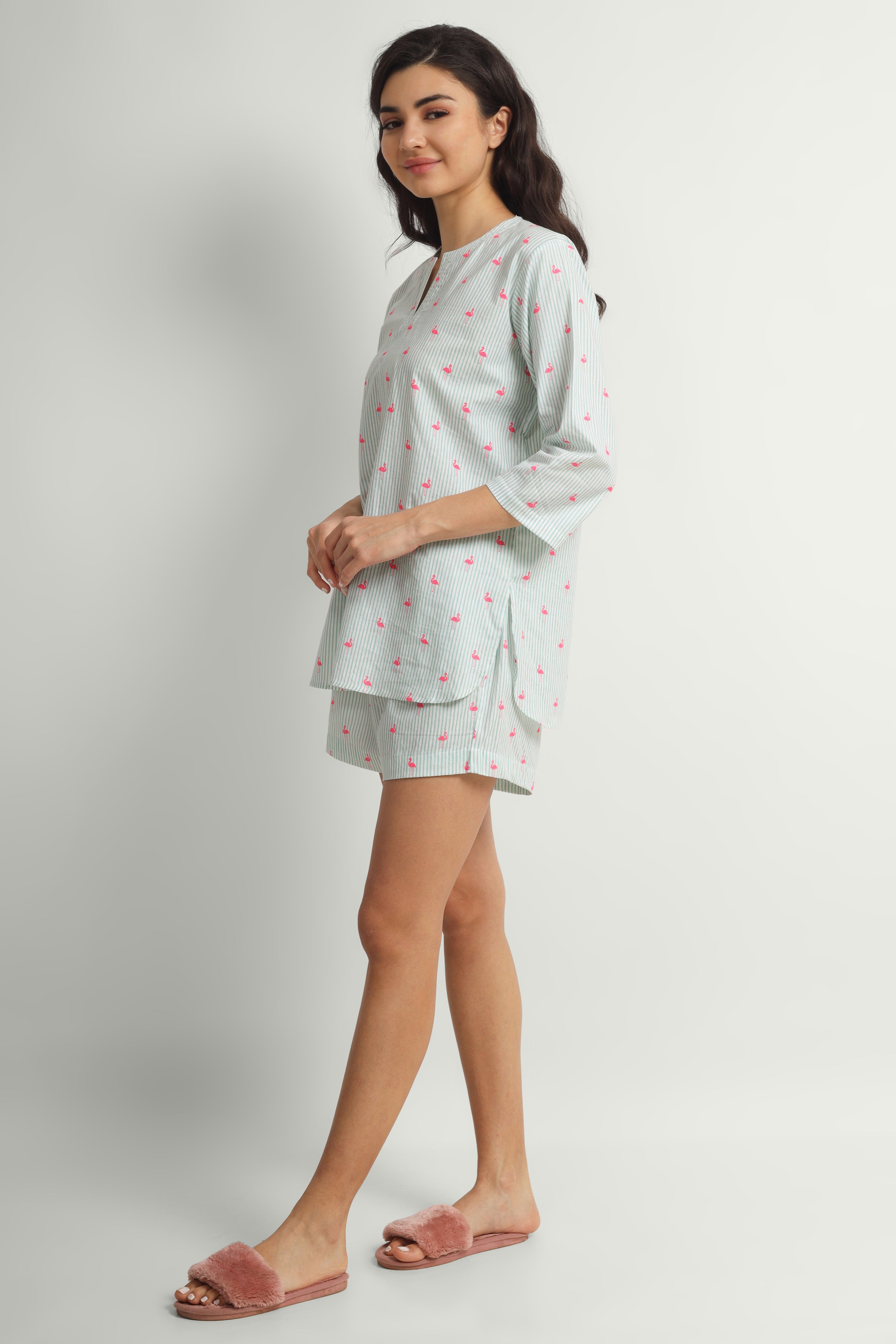 Flamingo Garden Shorts Set - Love The Pink Elephant