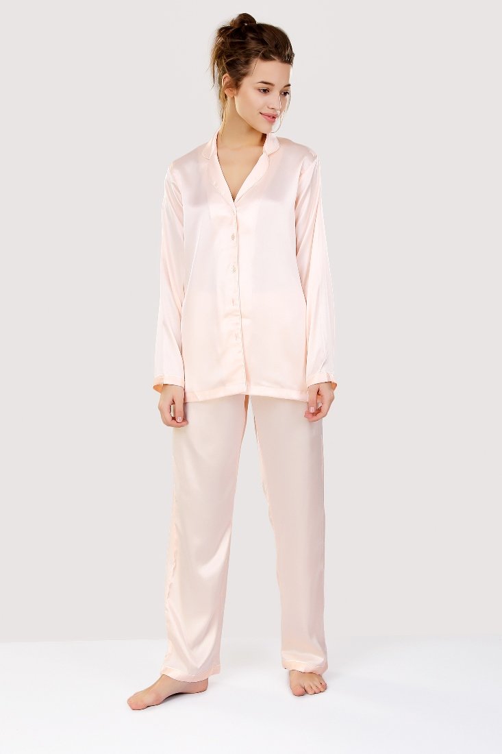 Peach Satin Night Suit - Love The Pink Elephant