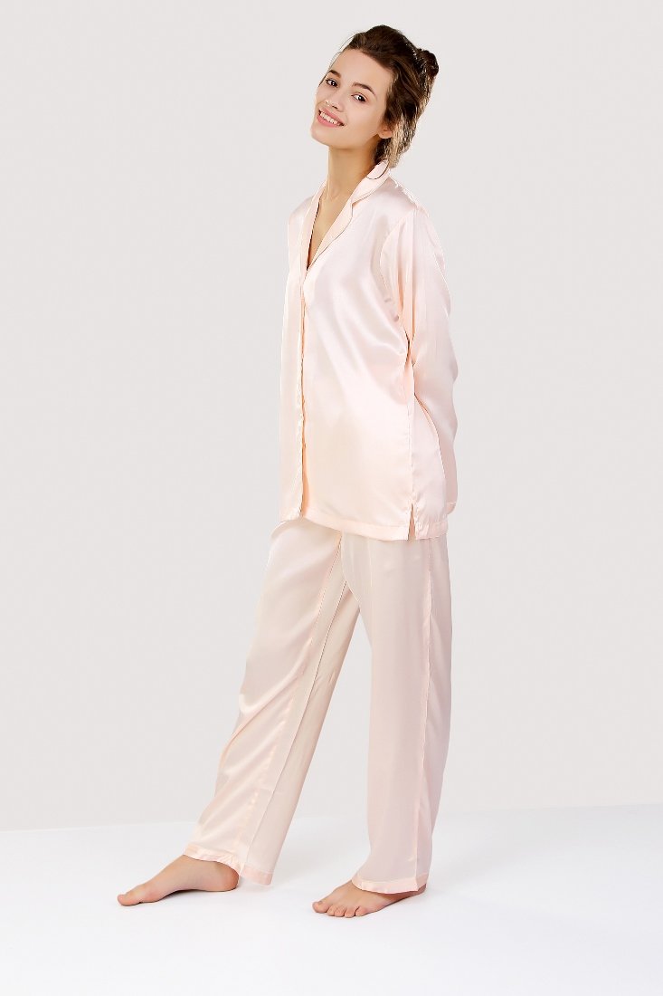 Peach Satin Night Suit - Love The Pink Elephant