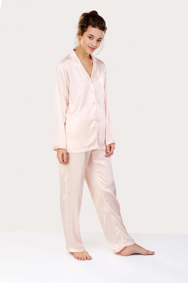 Peach Satin Night Suit - Love The Pink Elephant