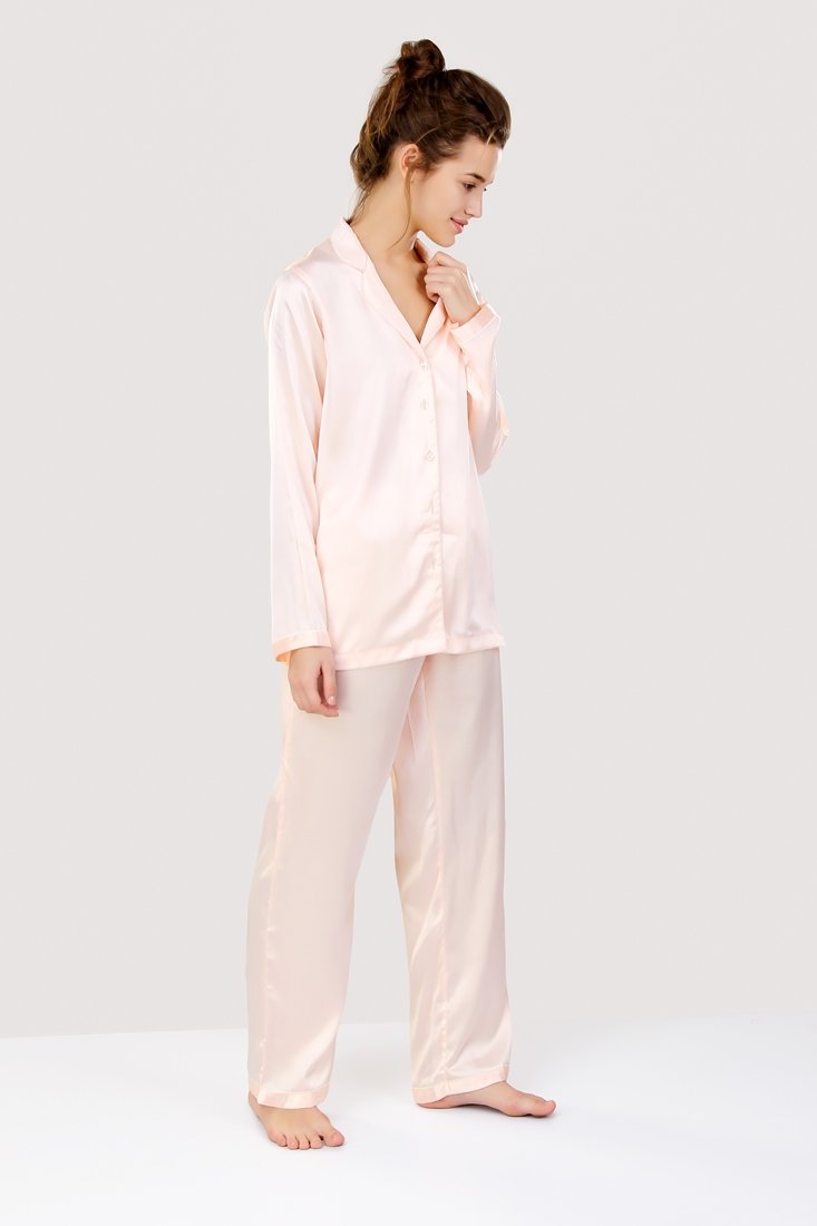 Peach Satin Night Suit - Love The Pink Elephant