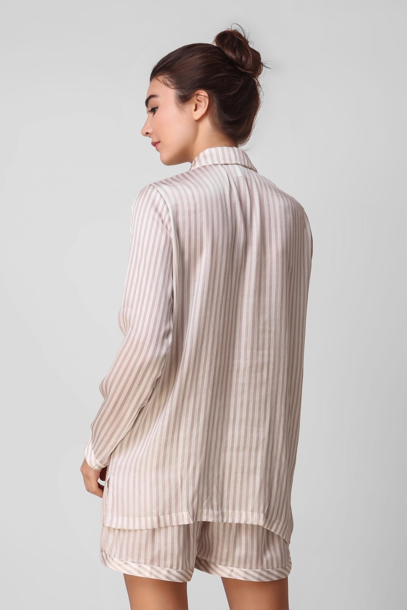 Beige Stripy Shorts Set - Love The Pink Elephant